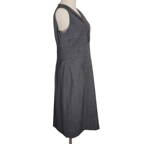 Alex Marie Sleeveless Gray Pleated Front V-neck Career Sheath Dress Women's Sz 8 - Picture 2 of 13